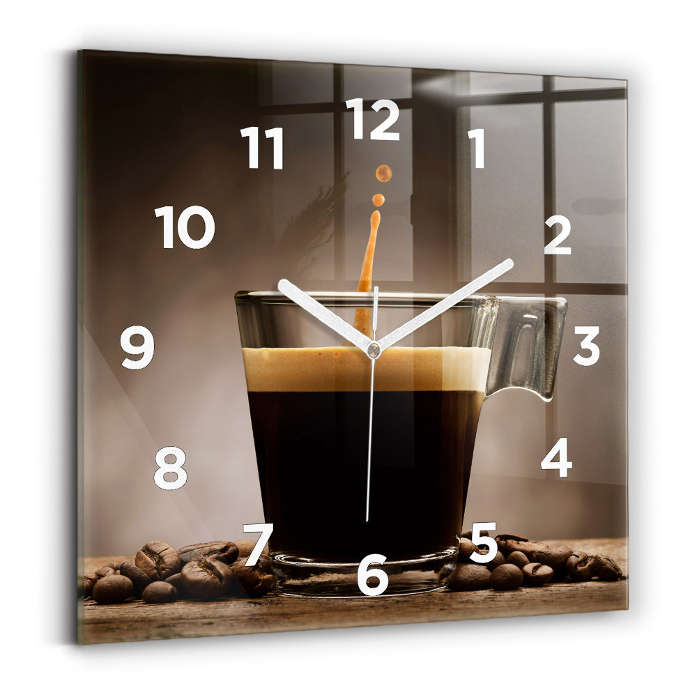 Szögletes üvegóra 30x30 csésze kávé