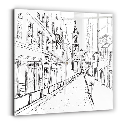 Négyzetes üvegóra 30x30 Provence város rajza