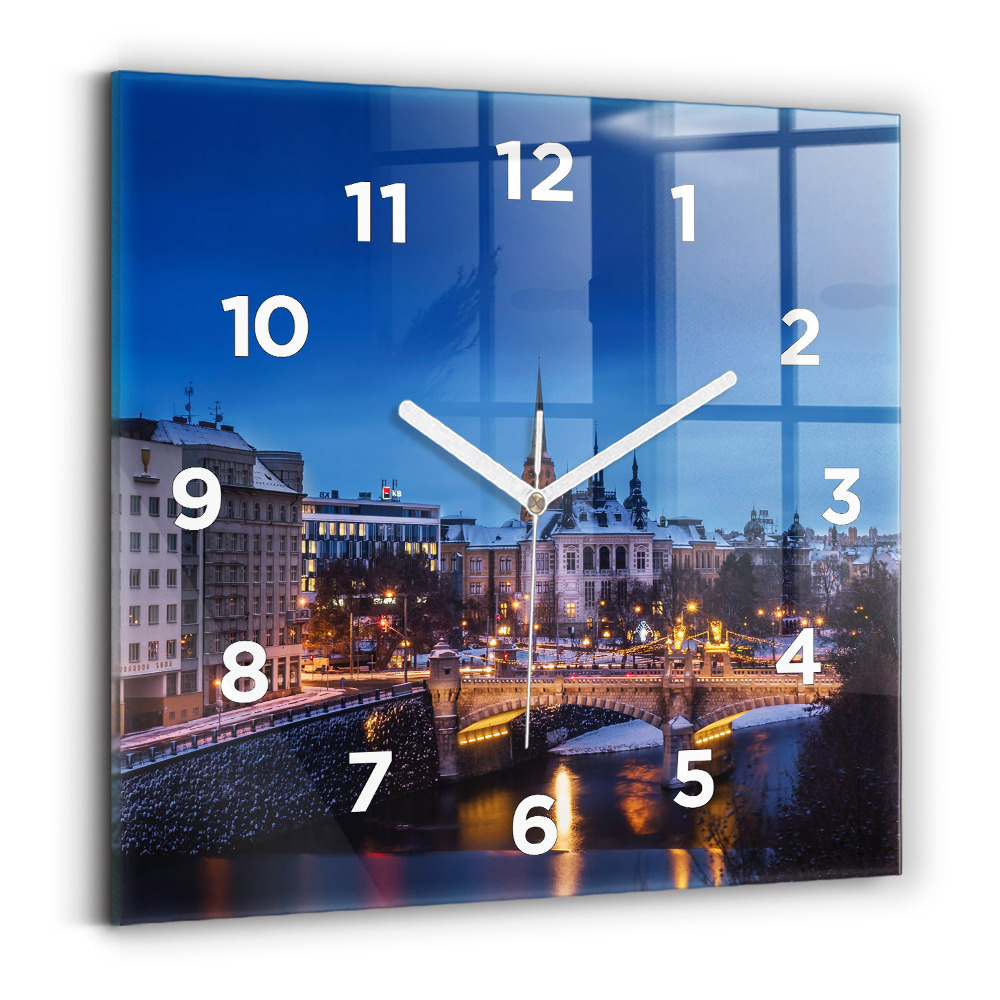 Négyzetes üvegóra 30x30 Panoráma Pilsen városára