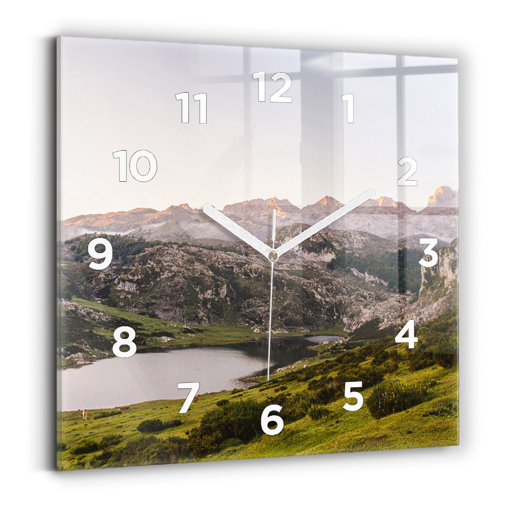 Négyzet alakú üvegóra 30x30 A tó és a Pireneusok hegyei