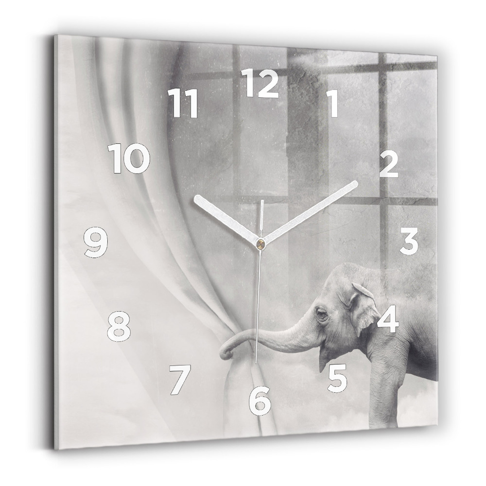 Szögletes üvegóra 30x30 Elefánt