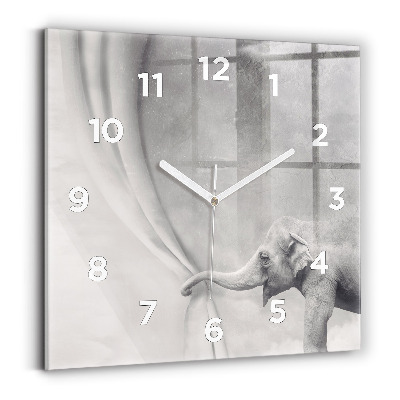 Szögletes üvegóra 30x30 Elefánt