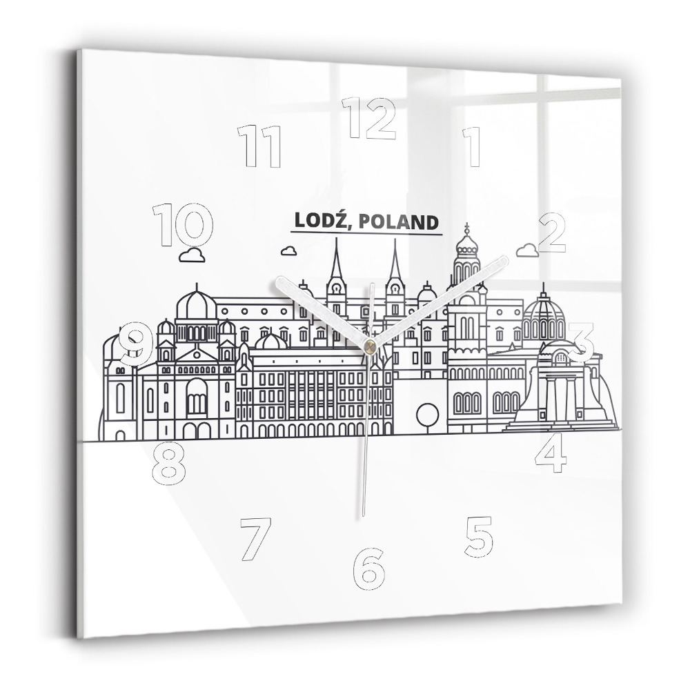 Négyzet alakú üvegóra 30x30 Łódź építészeti panoráma