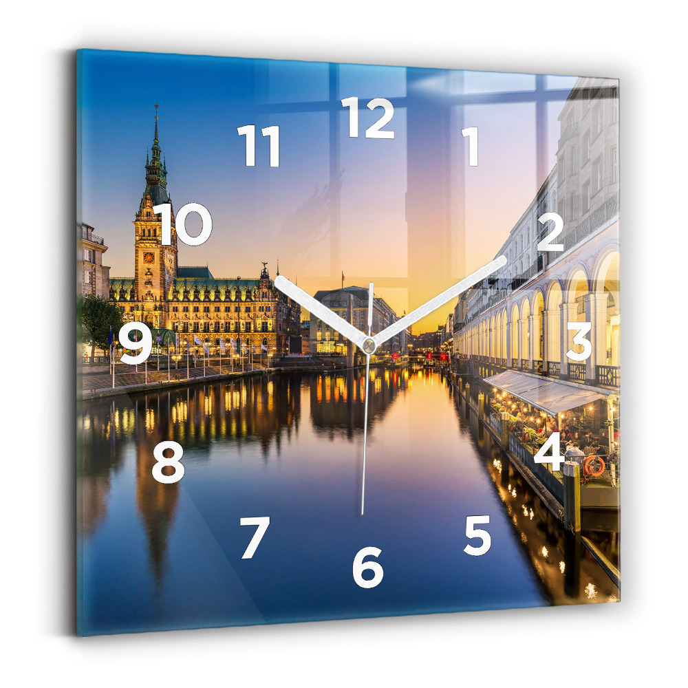 Négyzetes üvegóra 30x30 Hamburg városháza