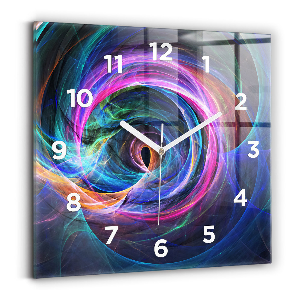 Négyzet alakú üvegóra 30x30 Színes fraktál