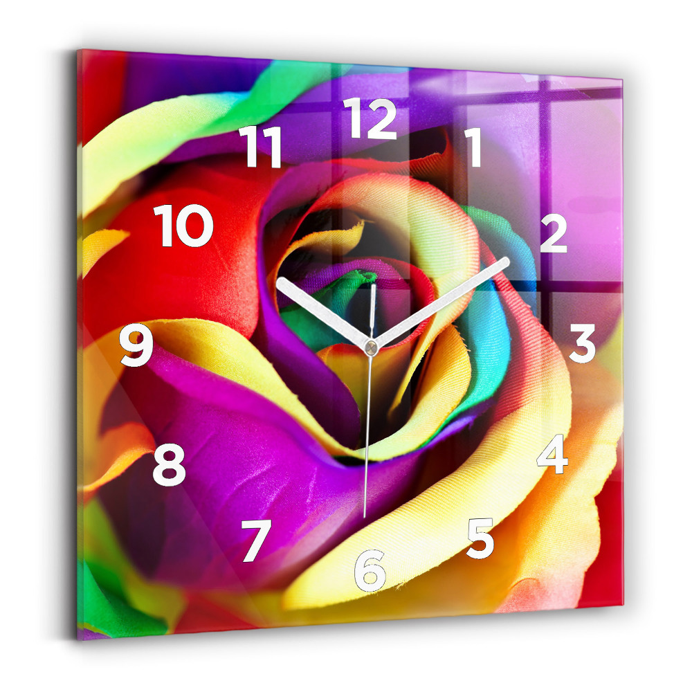 Négyzet alakú üvegóra 30x30 Szivárvány rózsa