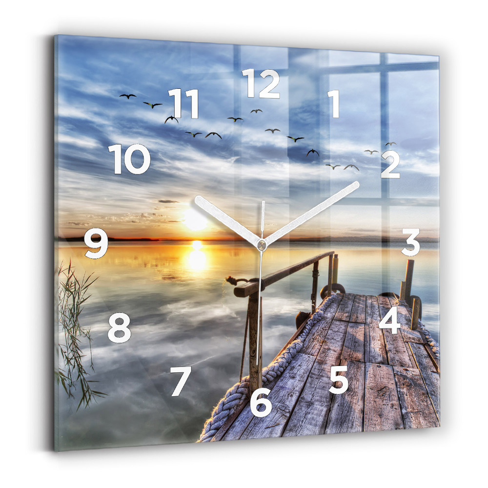 Szögletes fali üvegóra 30x30 Lake Sunset