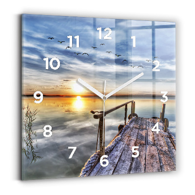 Szögletes fali üvegóra 30x30 Lake Sunset