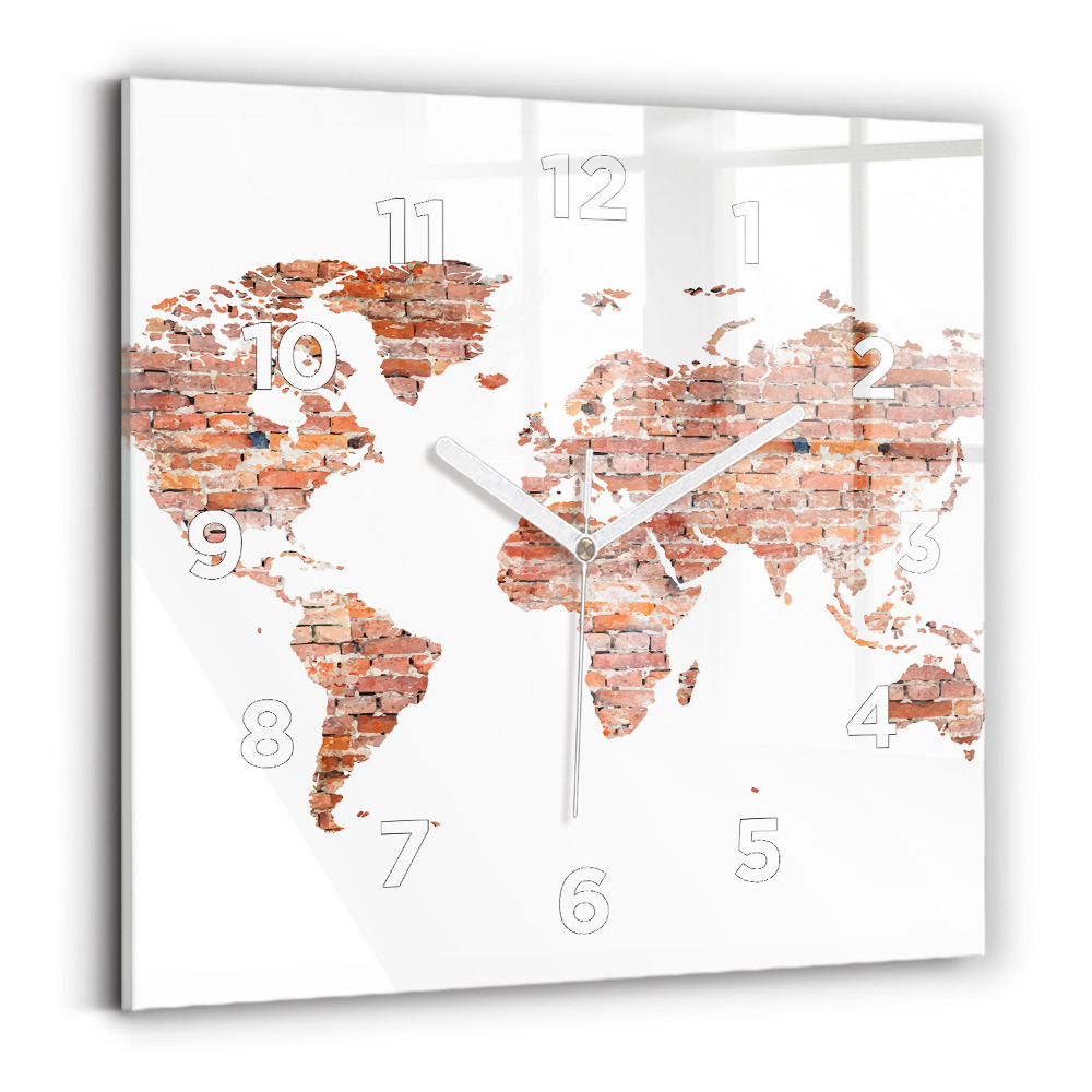 Négyzetes üvegóra 30x30 Régi tégla térkép