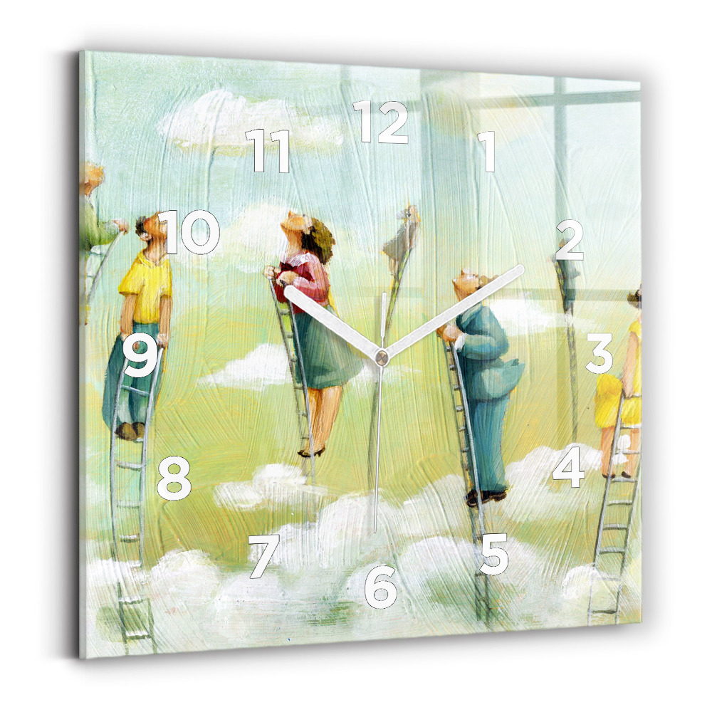 Szögletes fali üvegóra 30x30 Emberek a létrán