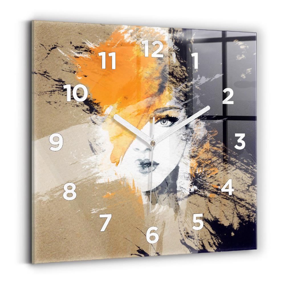 Szögletes fali üvegóra 30x30 Absztrakt nő portréja