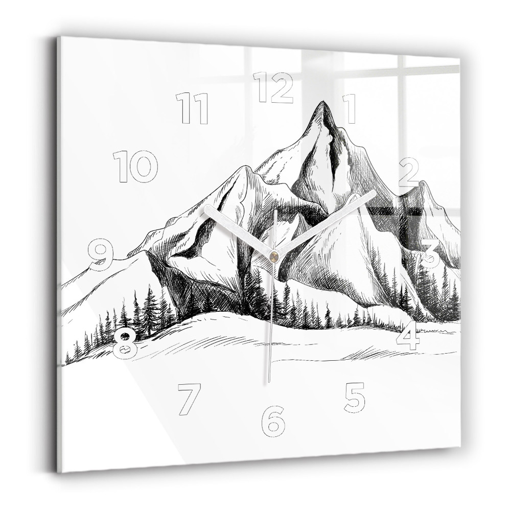 Szögletes fali üvegóra 30x30 Rajzolt hegyek