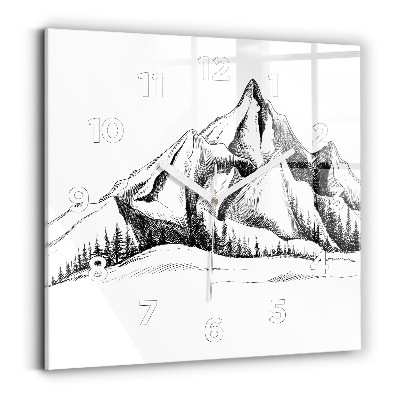 Szögletes fali üvegóra 30x30 Rajzolt hegyek
