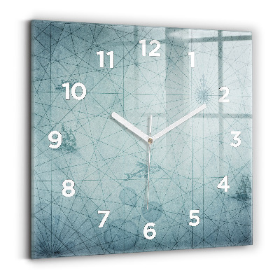 Négyzetes üvegóra 30x30 Vintage térkép