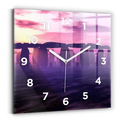 Négyzetes üvegóra 30x30 Naplemente Stonehenge-ben
