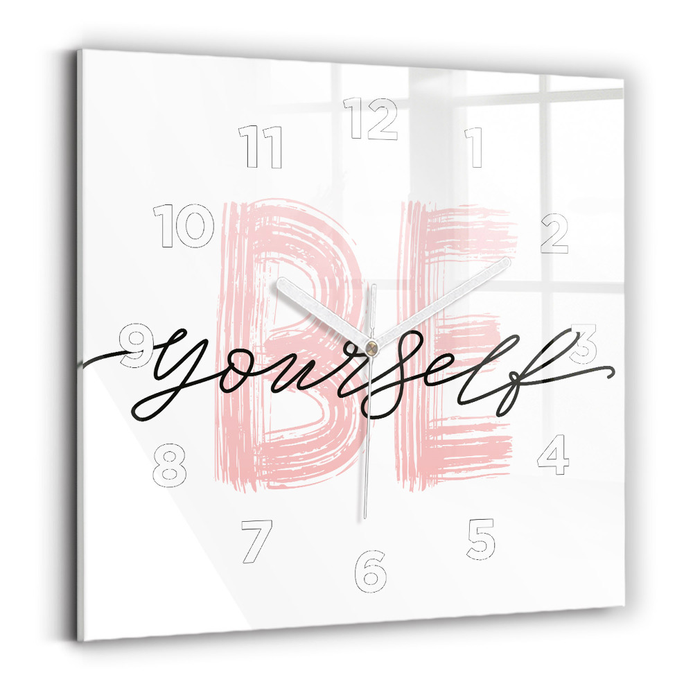 Négyzetes üvegóra 30x30 A Légy önmagad felirat