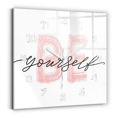 Négyzetes üvegóra 30x30 A Légy önmagad felirat