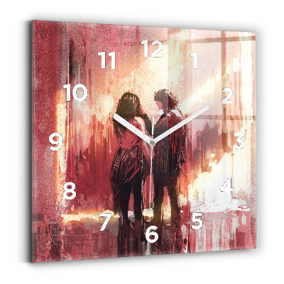 Szögletes fali üvegóra 30x30 Fiatal pár szerelmes