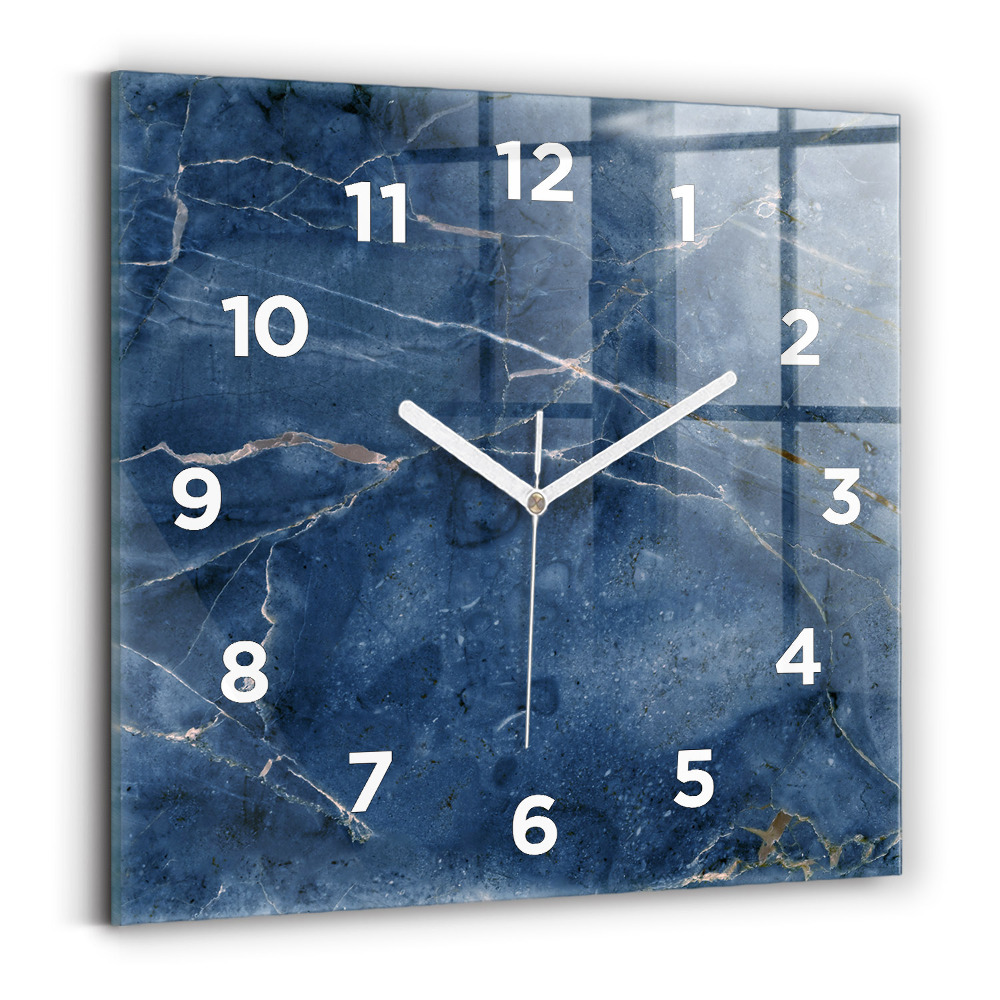 Négyzetes üvegóra 30x30 Kék márvány textúra