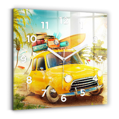 Négyzetes üvegóra 30x30 Autó szörfdeszkával