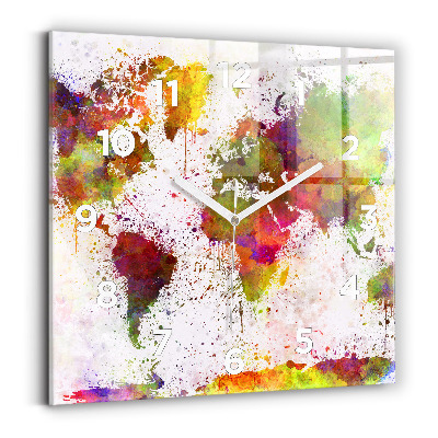 Szögletes üvegóra 30x30 Akvarell világtérkép