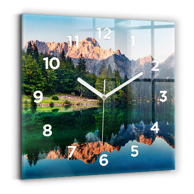 Négyzetes üvegóra 30x30 Tó táj