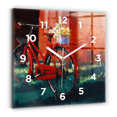 Négyzet alakú üvegóra 30x30 Festett kerékpár