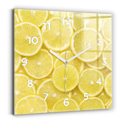 Négyzet alakú üvegóra 30x30 Citrom szelet