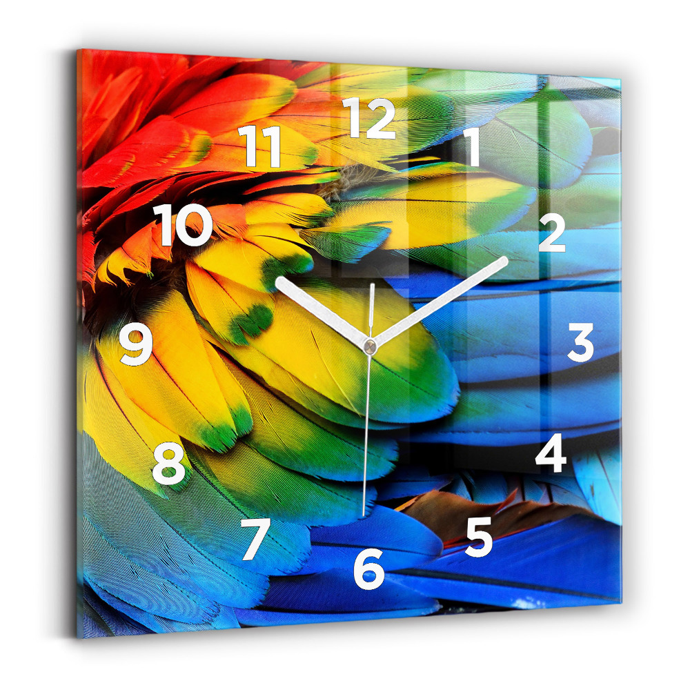 Szögletes üvegóra 30x30 Színes madárszárnyak