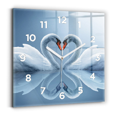 Négyzetes üvegóra 30x30 Hattyú a szívben