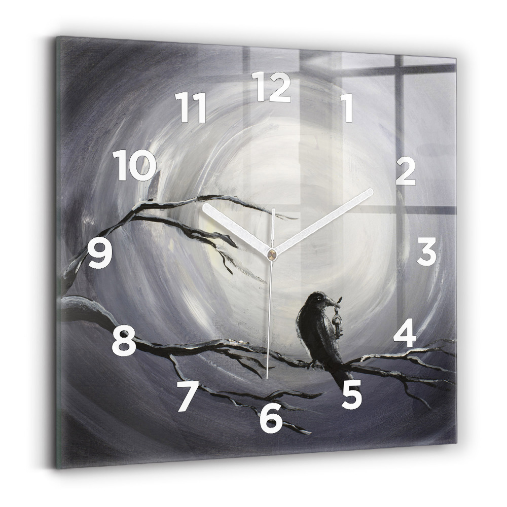 Négyzet alakú üvegóra 30x30 Holló a holdfényben