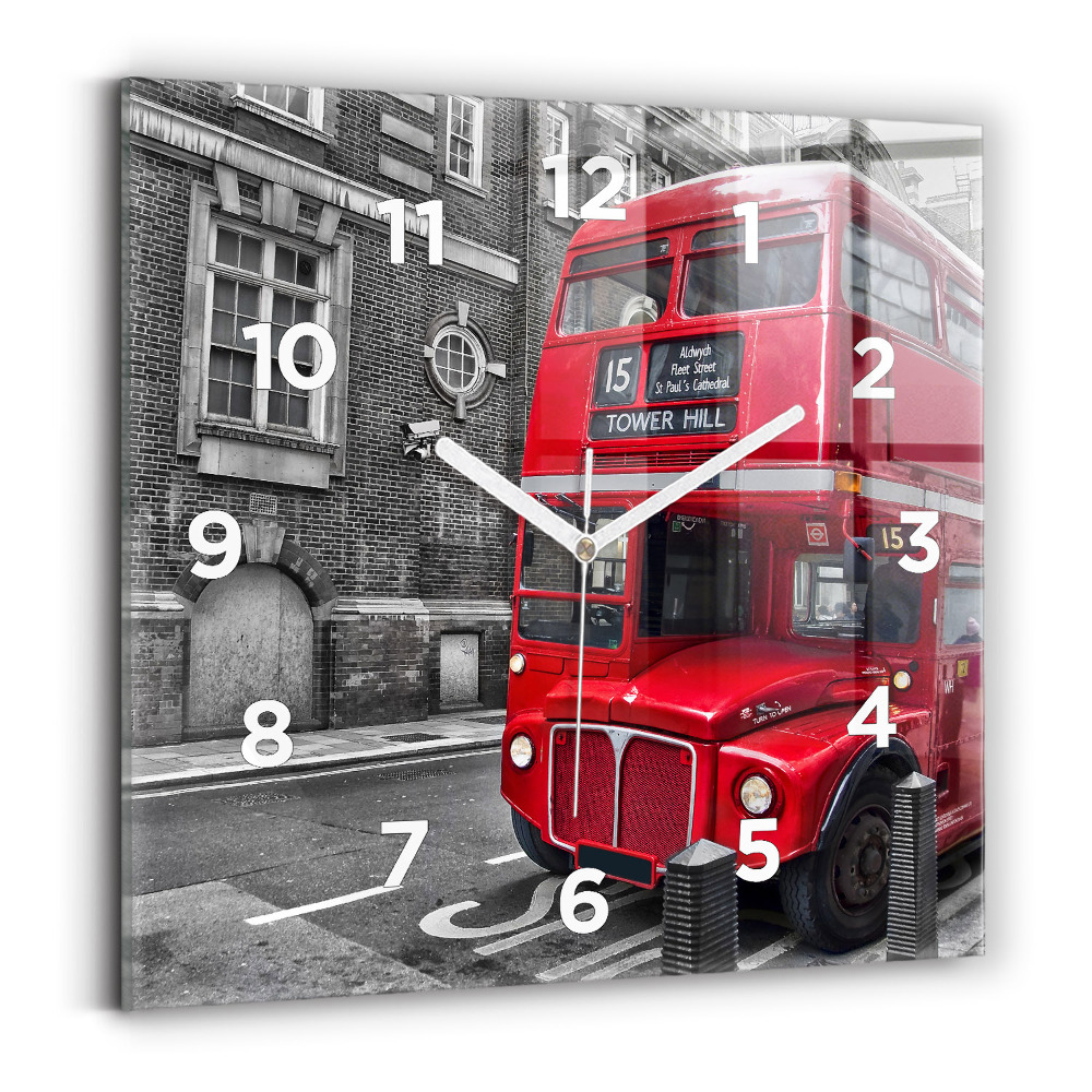 Négyzet alakú üvegóra 30x30 Piros emeletes busz