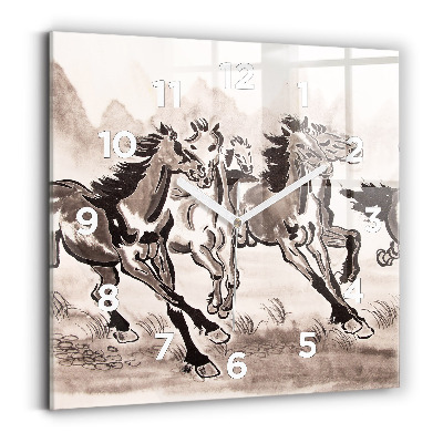 Négyzetes üvegóra 30x30 Vágtató lovak