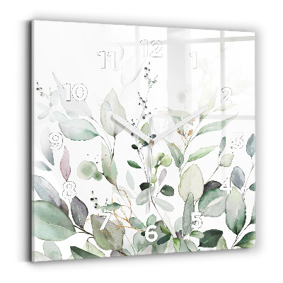 Négyzet alakú üvegóra 30x30 Növények levelei