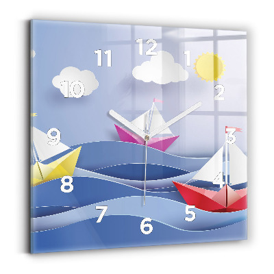 Szögletes fali üvegóra 30x30 Színes origami vitorlások