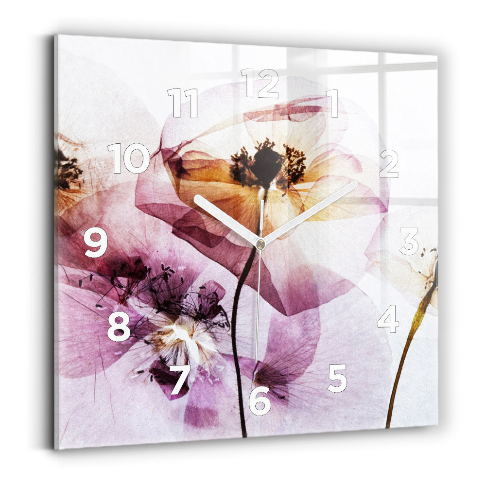 Szögletes fali üvegóra 30x30 Száraz mák virágok