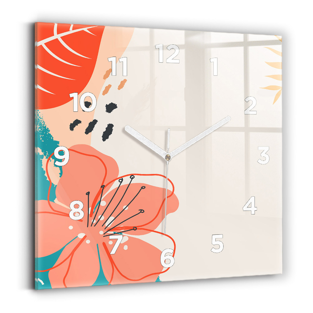 Szögletes üvegóra 30x30 Hawaii növények