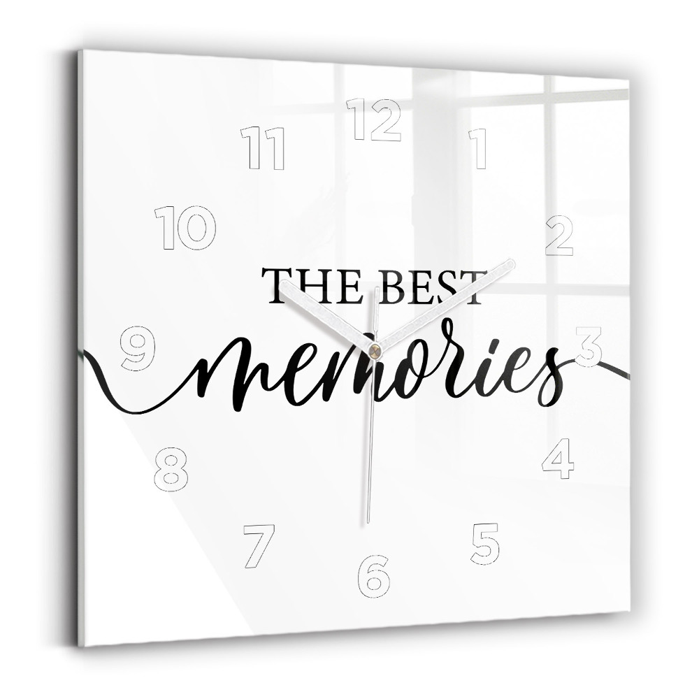 Négyzet alakú üvegóra 30x30 Emlékek felirat