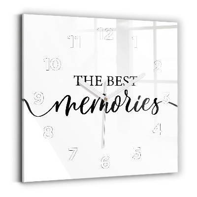 Négyzet alakú üvegóra 30x30 Emlékek felirat