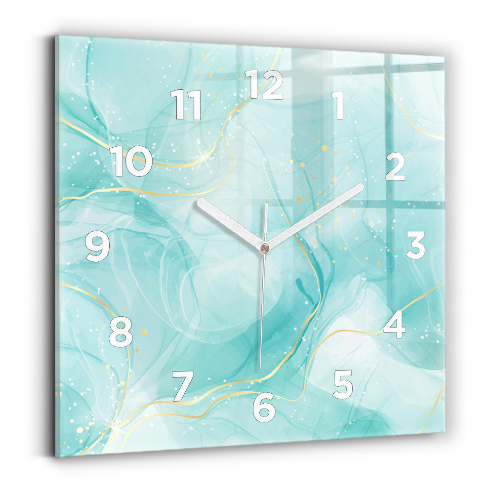 Szögletes üvegóra 30x30 Márvány absztrakció