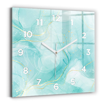 Szögletes üvegóra 30x30 Márvány absztrakció