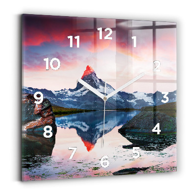 Szögletes fali üvegóra 30x30 Stellisee Matterhorn-tó