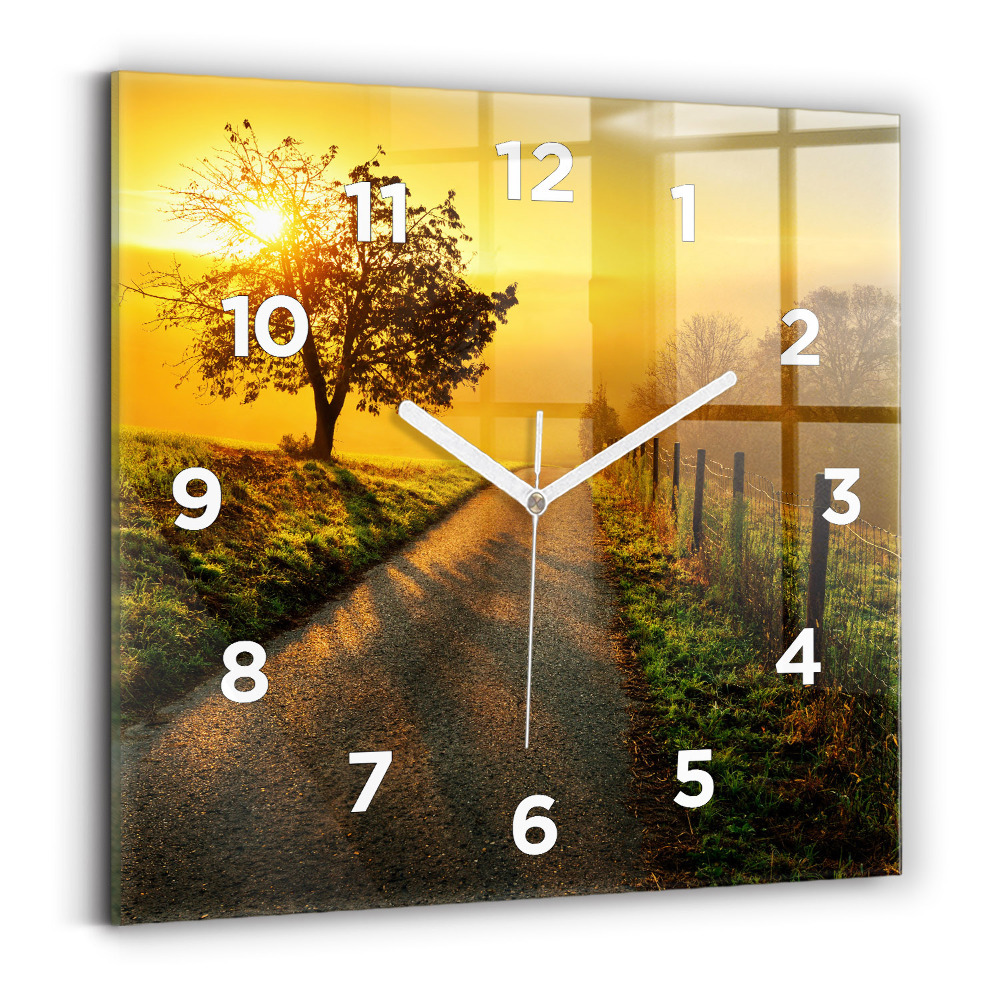 Szögletes üvegóra 30x30 Köd napkeltekor