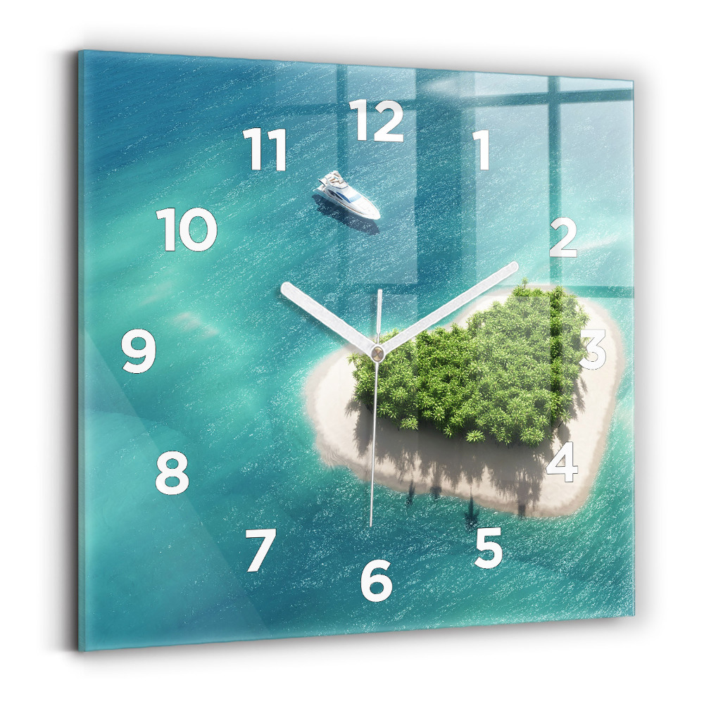 Négyzetes üvegóra 30x30 Szív-sziget