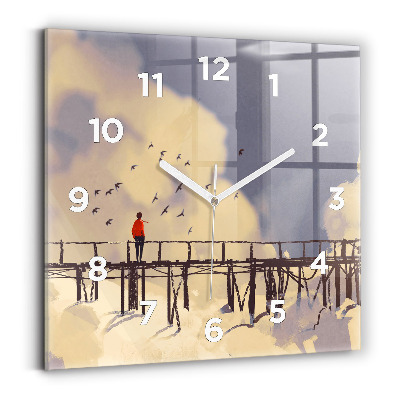 Négyzetes üvegóra 30x30 Ember a régi hídon