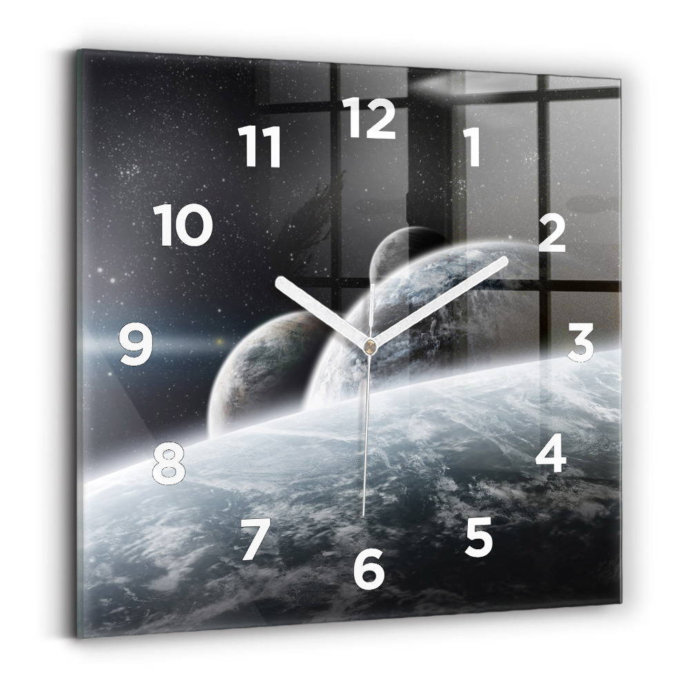 Négyzetes üvegóra 30x30 Űr és bolygók