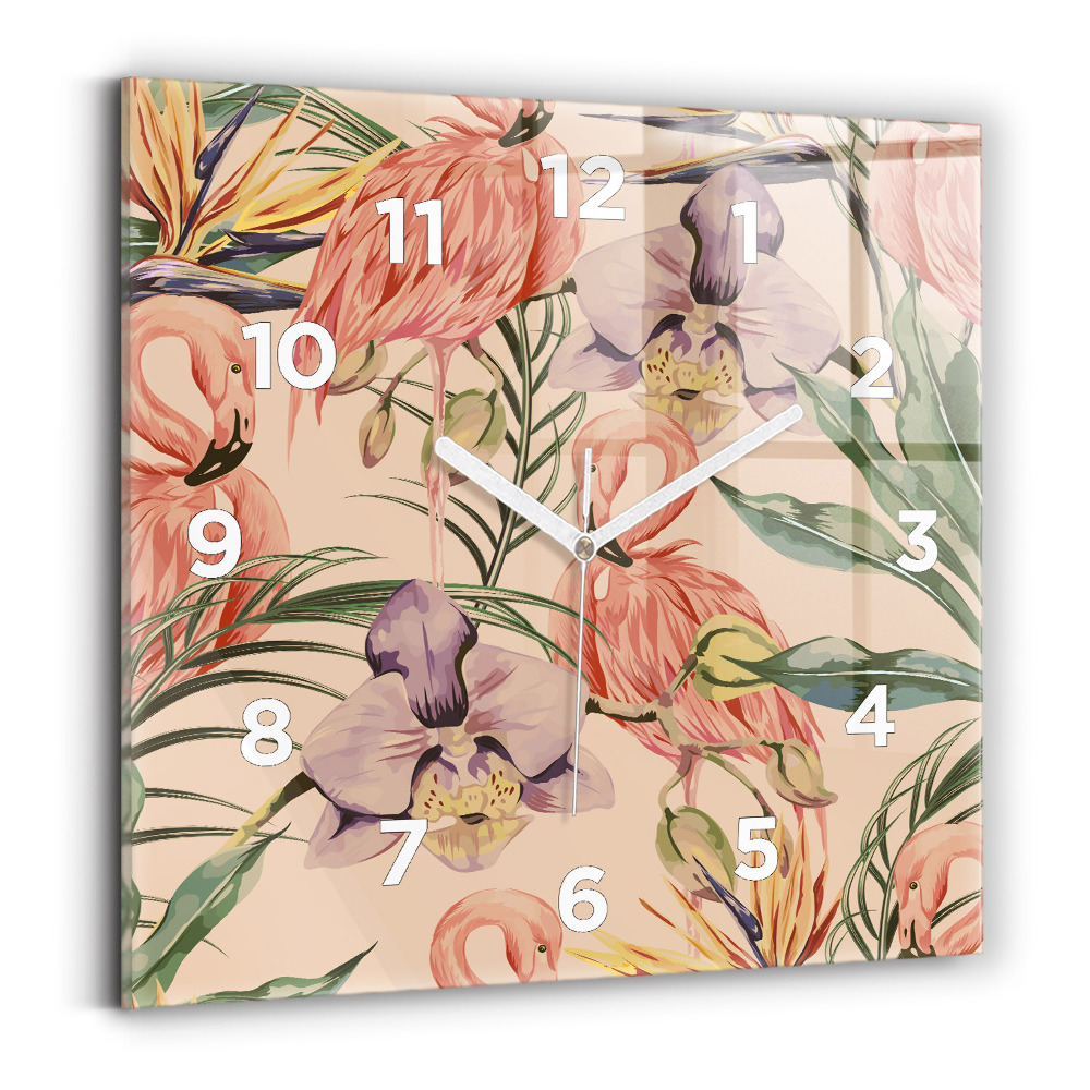 Szögletes üvegóra 30x30 Trópusi pálmalevél