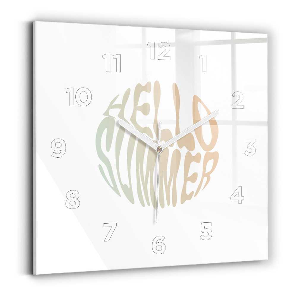 Szögletes üvegóra 30x30 Hello nyár!