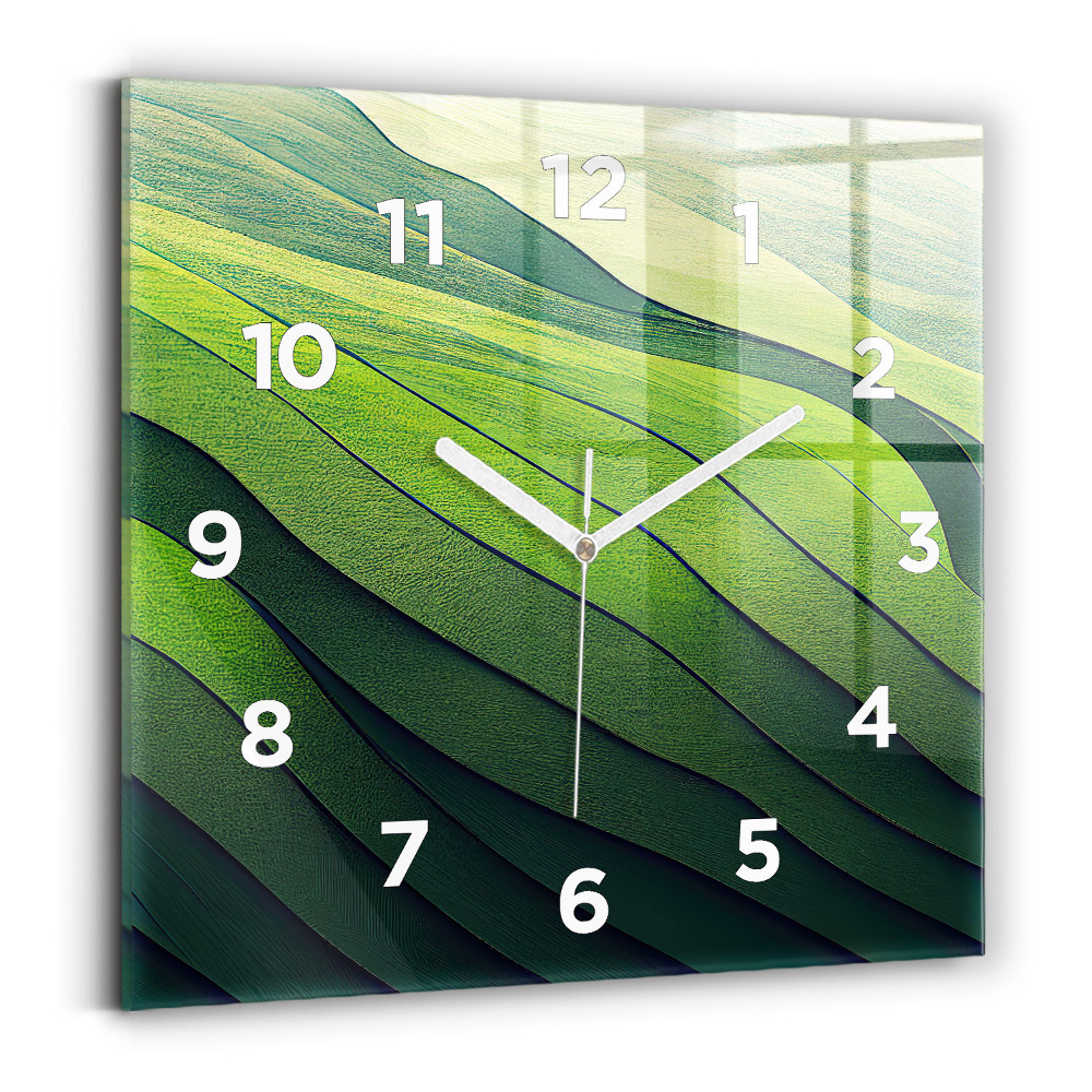 Szögletes fali üvegóra 30x30 Absztrakt zöld mezők
