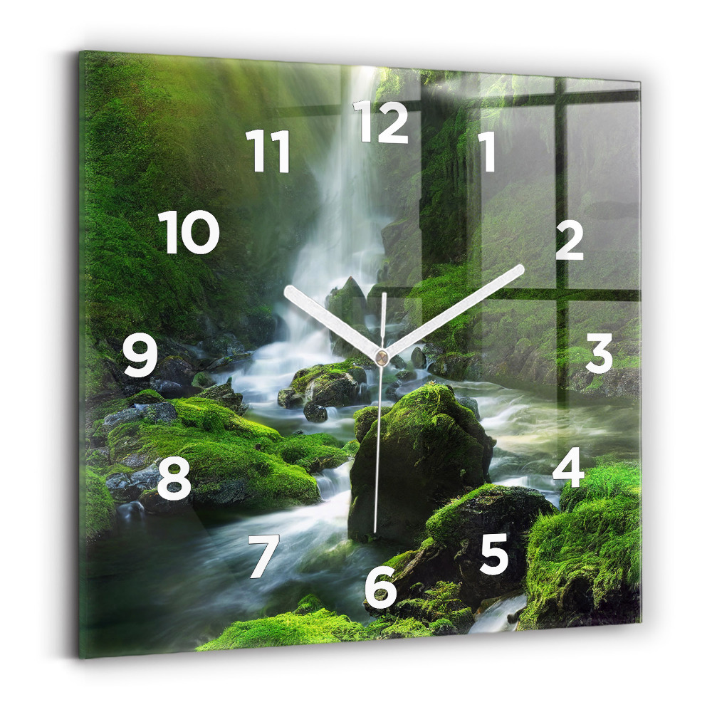 Szögletes fali üvegóra 30x30 Vízesés és sziklák
